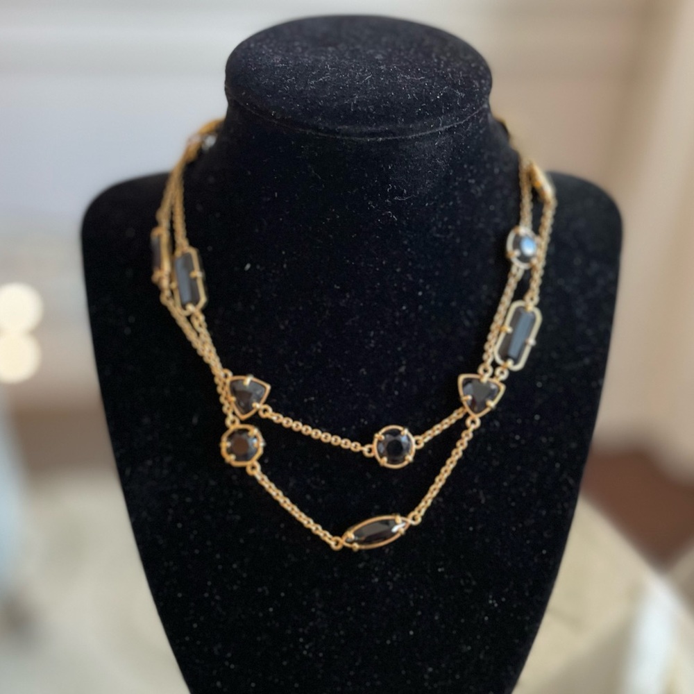 Kate Spade black gold bezel necklace